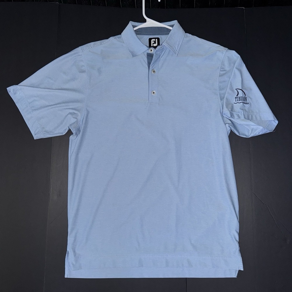 Men's Small FootJoy Tiburon Naples Men's Light Blue Performance Golf Polo Shirt